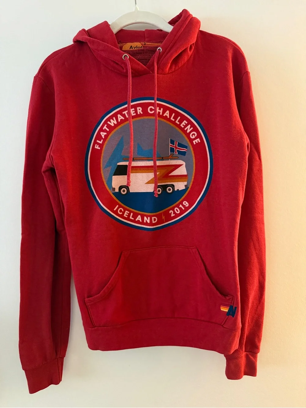 AVIATOR NATION Red 'Flatwater Challenge Iceland 2019' Hoodie - Picture 1 of 4